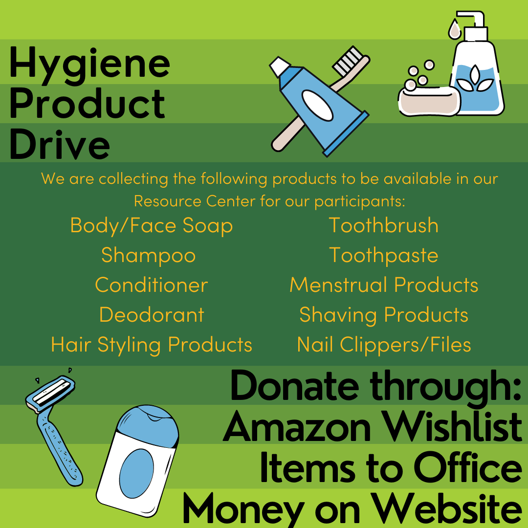 Hygiene Product Drive Greenleaf Job Training Services